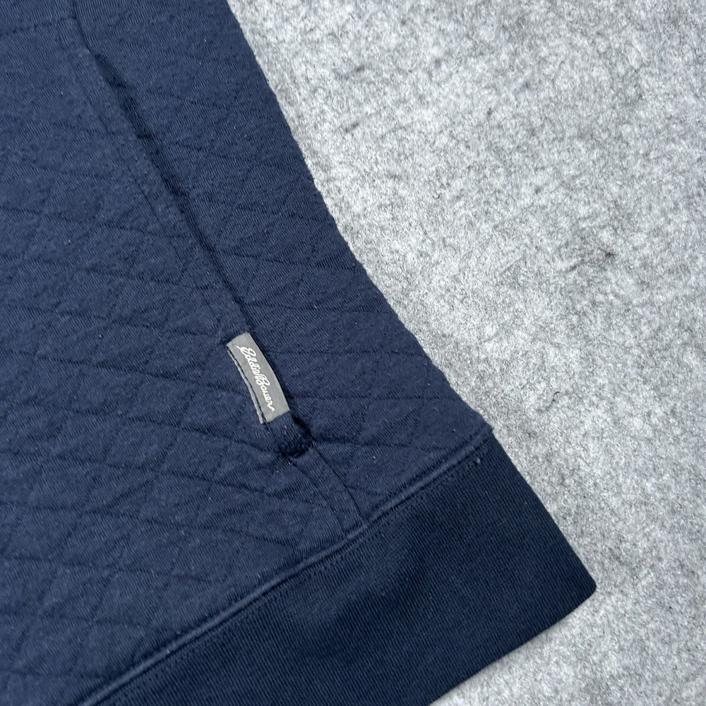 Eddie Bauer Henley Pullover Sweater Men's Size Small Navy Blue Quilted - Picture 8 of 14